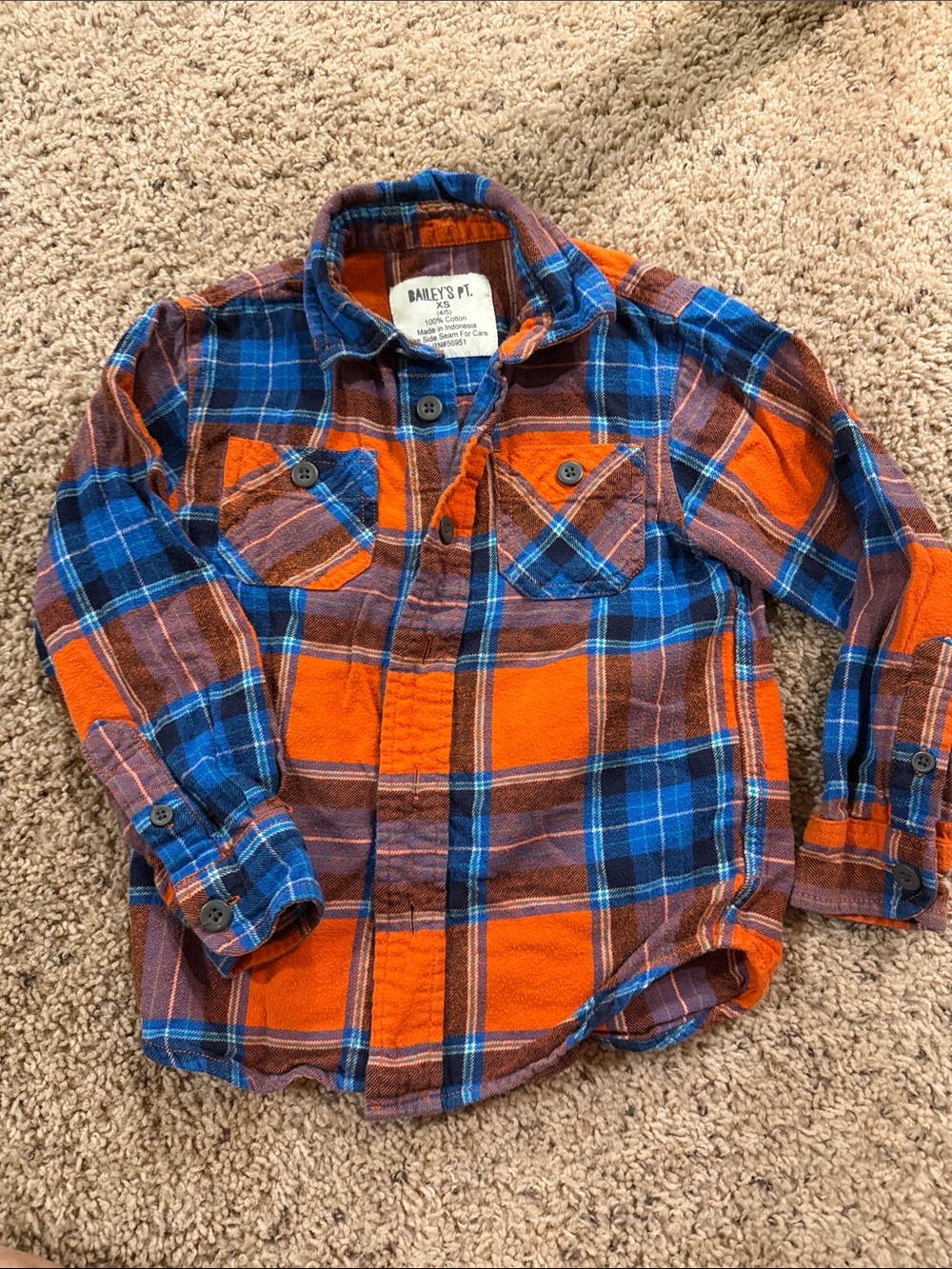 Bailey's Pt. Orange & Blue Plaid Button-Down Shirt for Kids